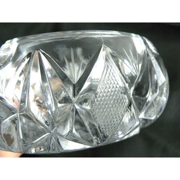 Vintage Pressed Glass Ashtray With Etched Geometric Pattern & Four Slots 6" Dia - Picture 4 of 8